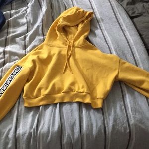 Yellow cropped hoodie